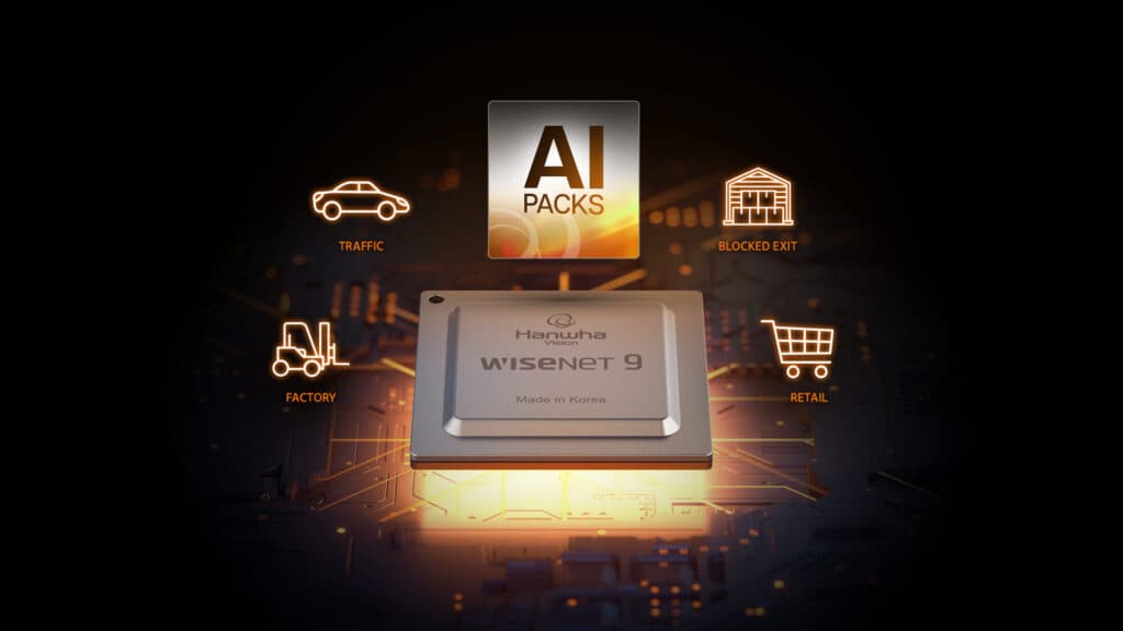 Wisenet 9 es compatible con los paquetes de inteligencia artificial (Tráfico, Retail, Industria, etc.), diseñados para proporcionar información práctica específica de varios sectores.