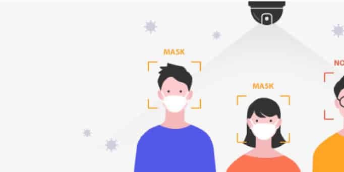 Esta es una ilustración de unas personas usando tapabocas, relacionada con Soluciones de videovigilancia para la nueva normalidad