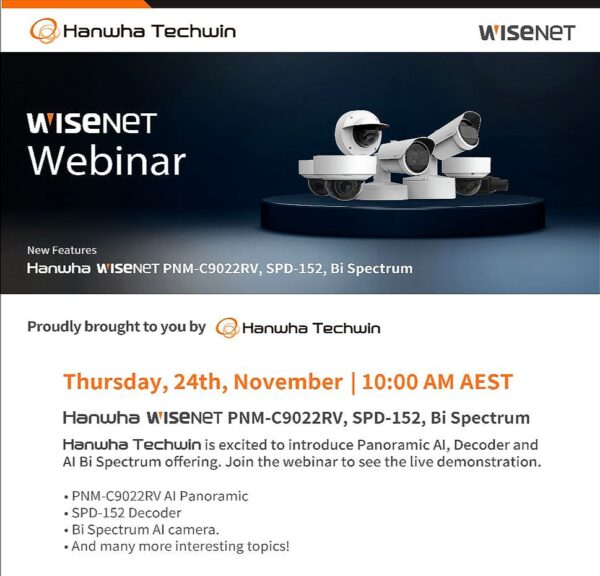 Webinar Hanwha PNMC9022RV, SPD152, and Bispectrum