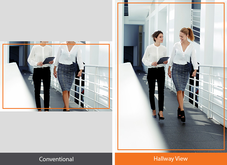 Hallway View for monitoring vertical shaped areas