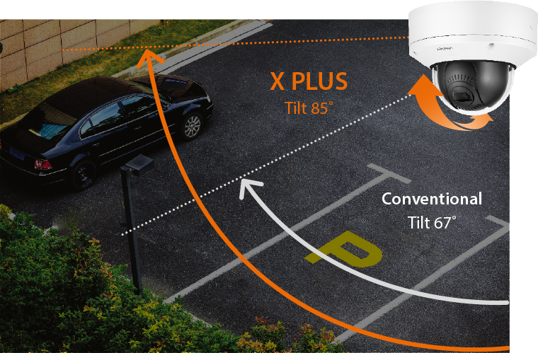 Extended tilt range for greater flexibility Extended tilt range for greater flexibility